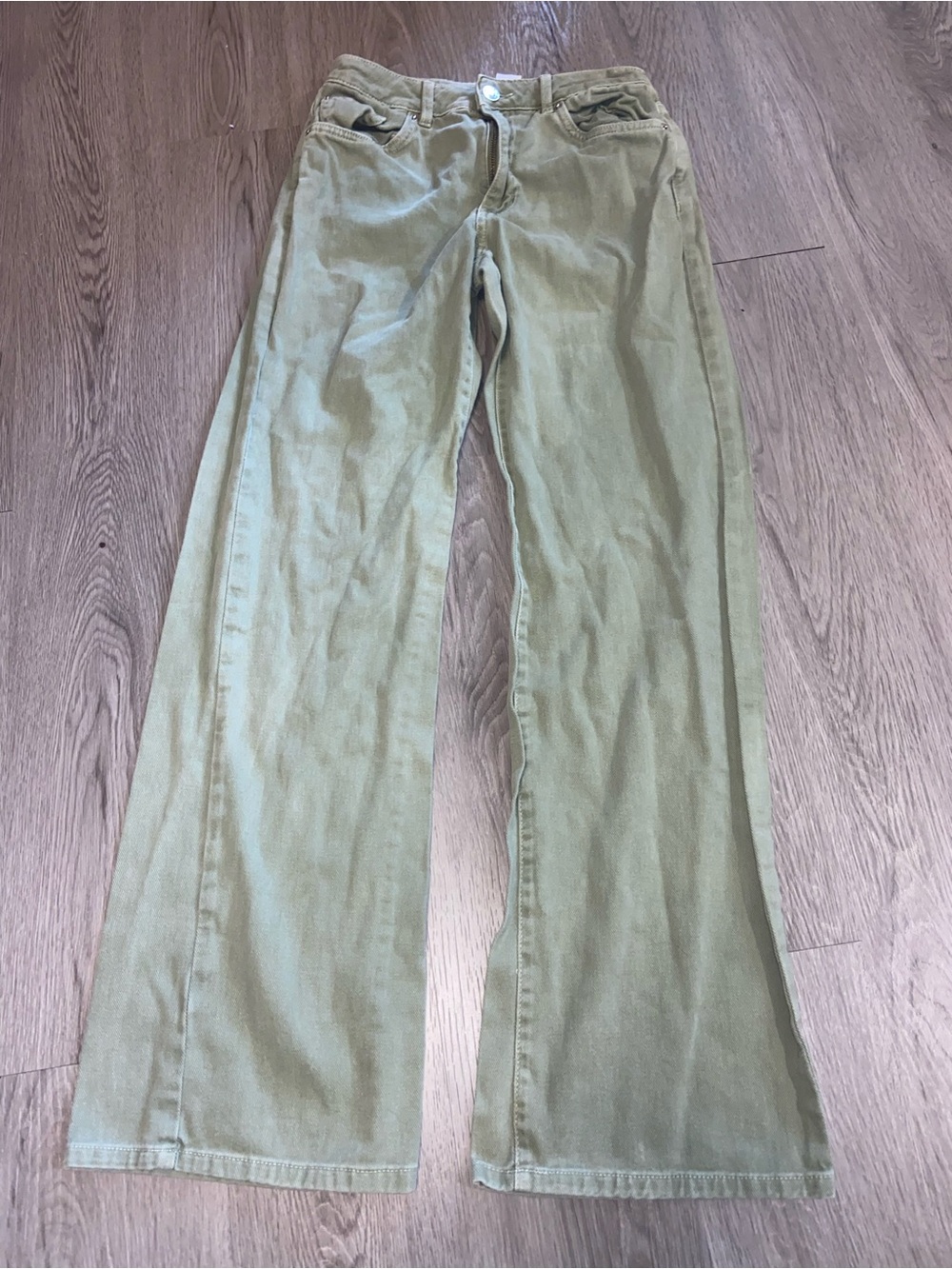 Garage Olive Green Flare Jeans